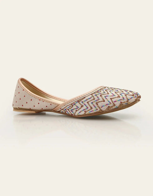 Heritage Hue Multicolor Embroidered Khussa with Dotted Back – Essence by Rubina